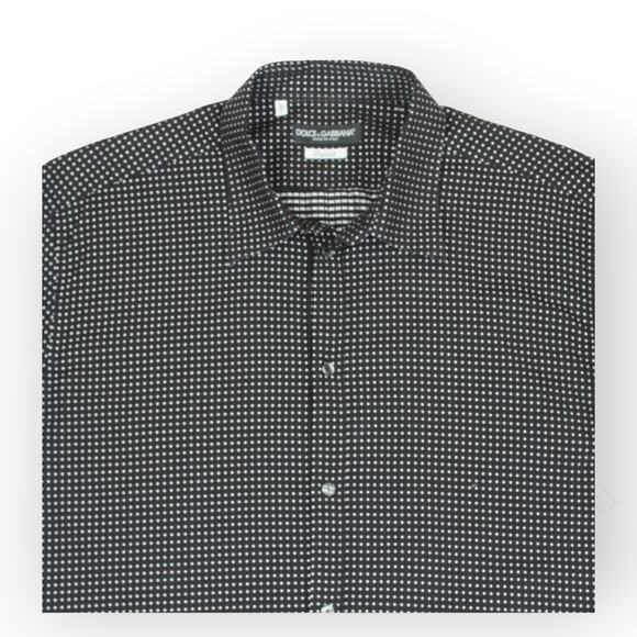 42/16.5 Dolce&Gabbana Black PolkaDot Jacquard Cotton DAVID Tailored Italy - Picture 15 of 16